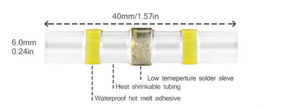 50X Yellow Heat Shrink Straight Solder Crimp Connectors Waterproof Butt Terminals 12-10 AWG MURE SCCYx50