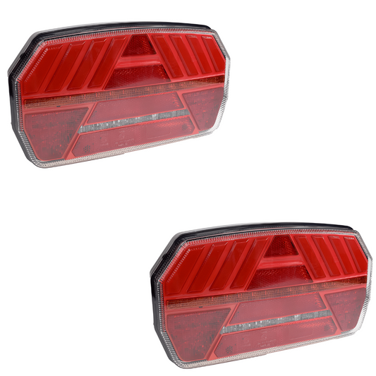 Pair Of Led Glo Combination Multi Function Lamps 12v 24v Tail Stop Light For Lorries & Trailers Maypole MP8837BL/BR