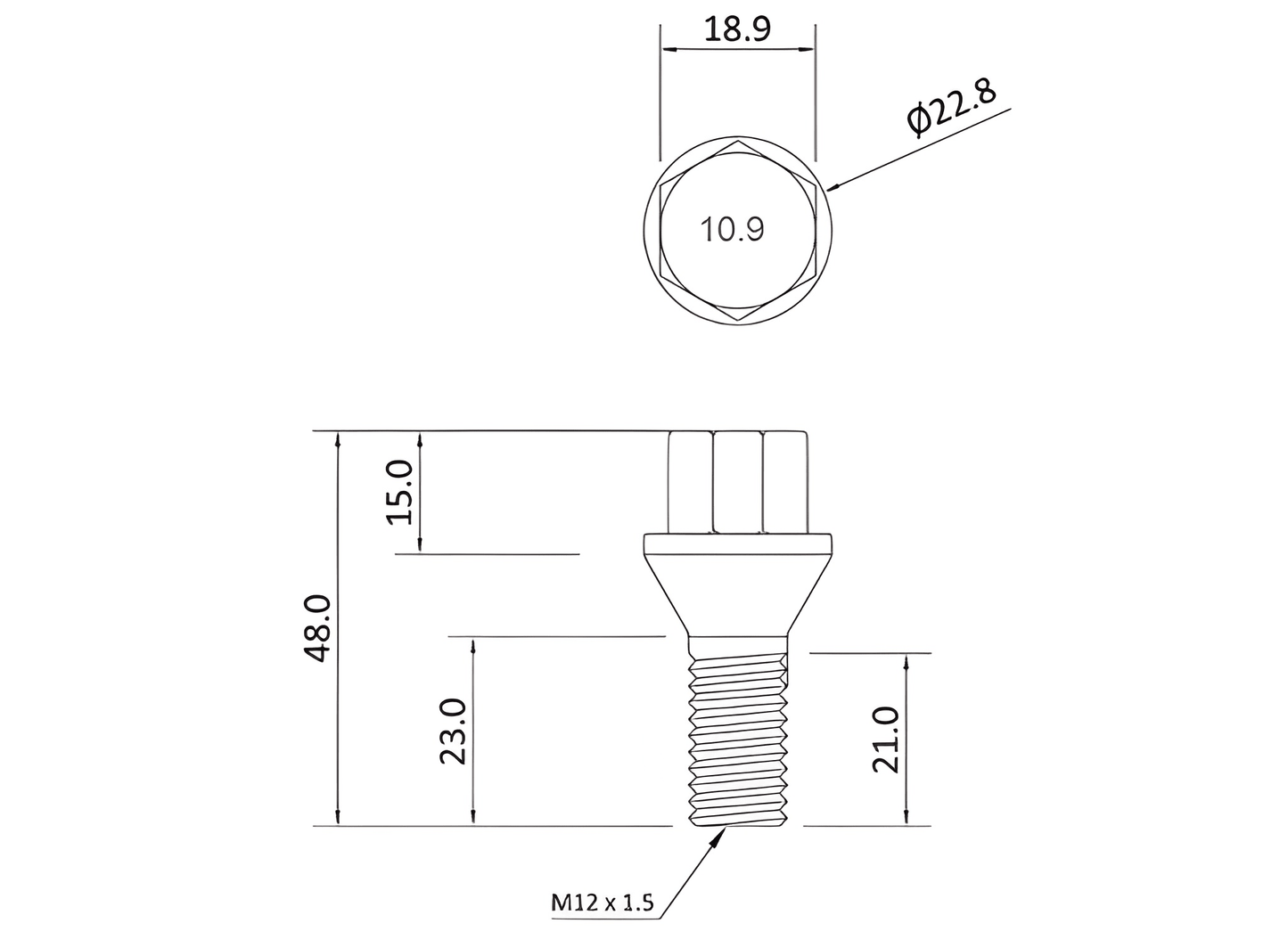 Trailer Conical Wheel Bolt Stud Car Caravan 4 X M12 X 1.5 Maypole MP4193B