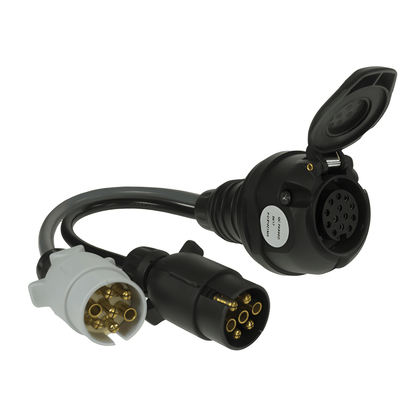 12V Caravan Trailer Adaptor Lead 7 Pin 12N & 12S Vehicle to 13 Pin Maypole MP602