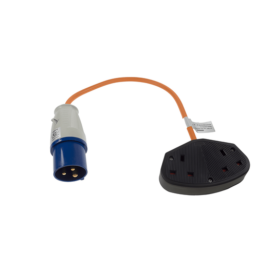 3 Pin Caravan Plug To 230V Double Socket 16A Adapter Genuine Maypole MP3752B