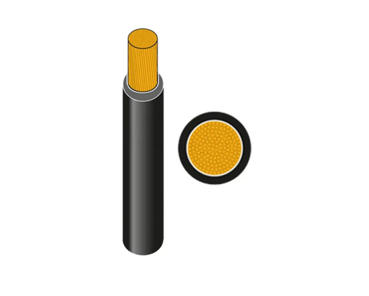 Single-core electrical cable with black insulation and a copper core. This high-quality cable is ideal for a wide range of automotive and low-voltage electrical projects.