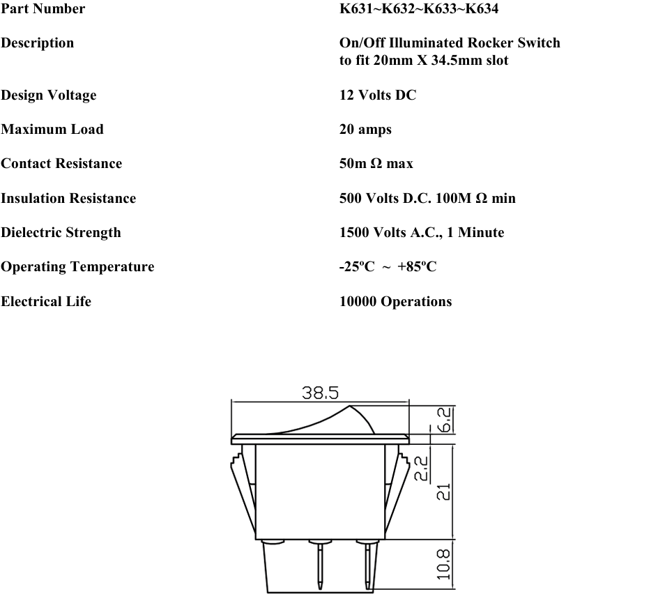 On Off Rocker Switch Twin Circuit Double Pole Rectangle Green 12V Robinson K633 - Mid-Ulster Rotating Electrics Ltd