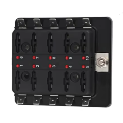 10 Way Blade Fuse Box Holder Led 12V / 24V Standard Ato Circuit Wood Auto Fuh1732L