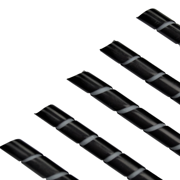 black Spiral Wrap for Cables & Wires on a white background 