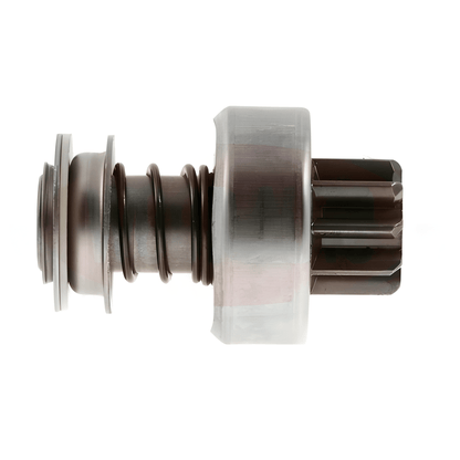 side view of a starter drive pinion on a white background