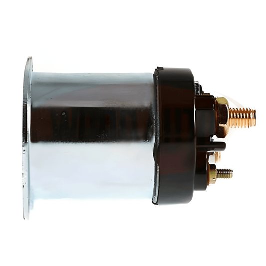 side view of a sterter motor solenoid on a white background