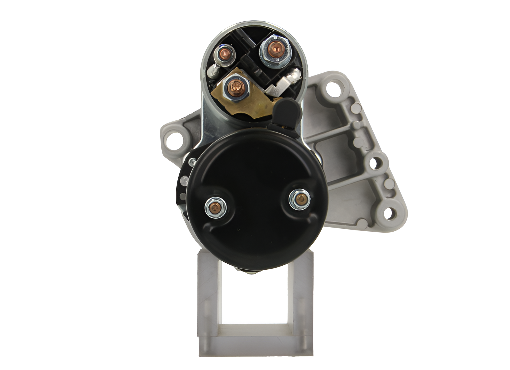 Car starter motor on a white background