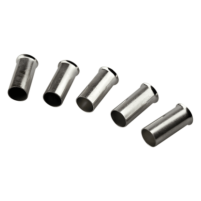 Five Uninsulated Cord Rnd Terminal Ferrules With Flared Barrels on a white background