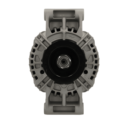 Front view of 12V 180A alternator ALT10872 showing pulley and cooling vents.