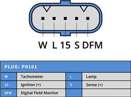 Alternator ALT10872 plug and pin configuration diagram showing W, 15, DFM, L, and S terminal connections.