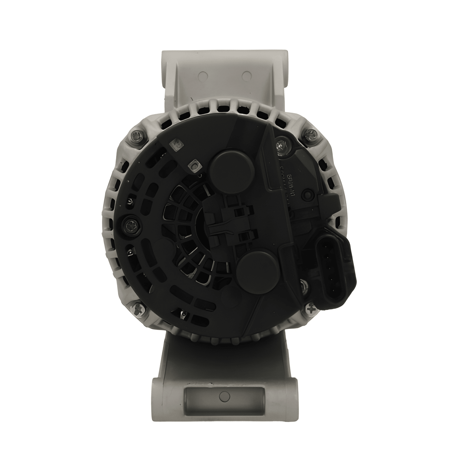 Rear view of alternator ALT10872 showing regulator, electrical connections, and mounting points.