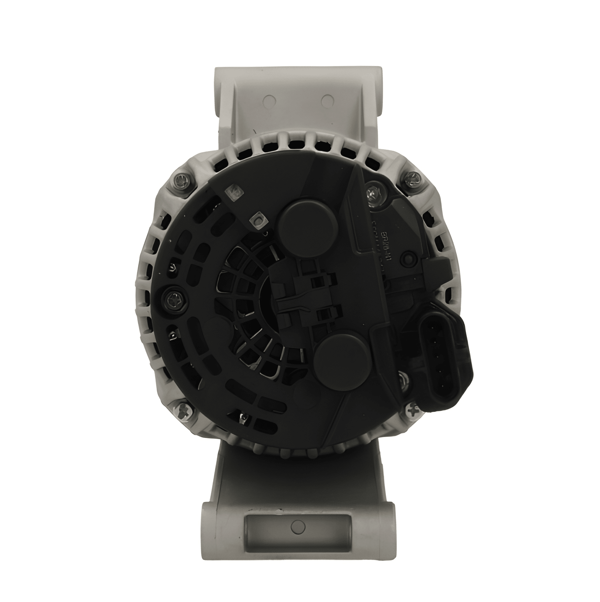 Rear view of alternator ALT10872 showing regulator, electrical connections, and mounting points.