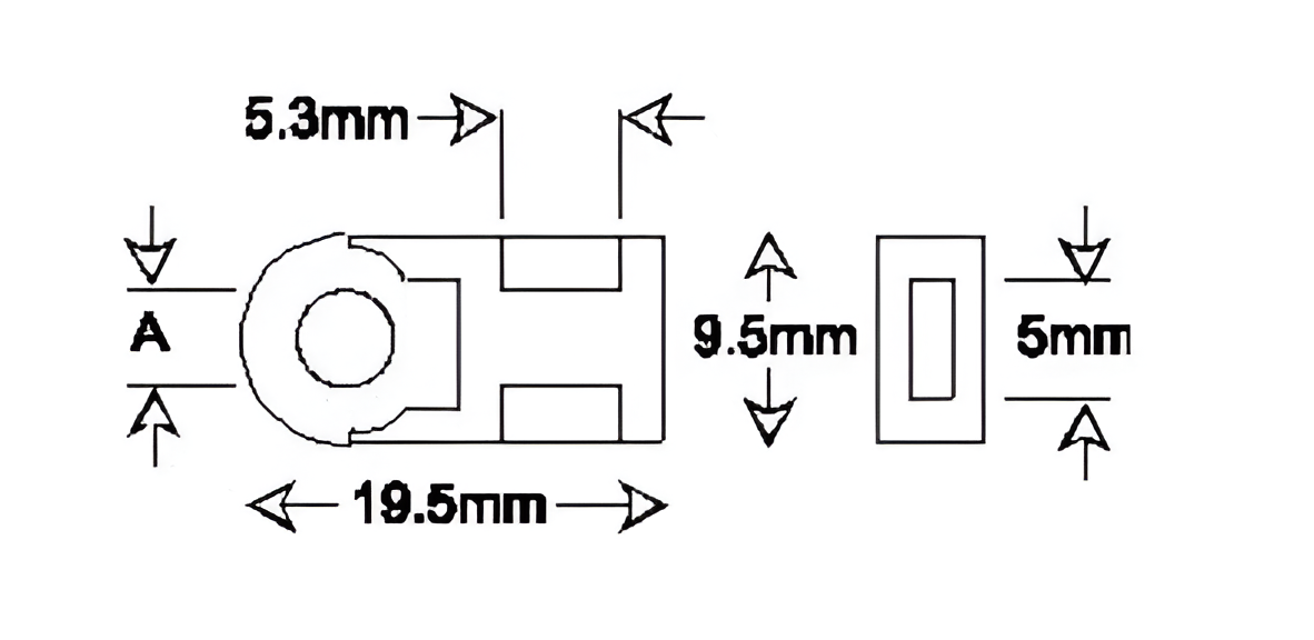 100x Cable Tie Eyelets Black Nylon (19.5x9.5mm), Screw Mount, Nylon 6.6, RoHS Compliant CTIE CSM1BL