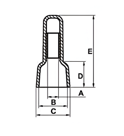Technical dimensional schematic drawing showing measurements for CTIE  closed end wire connector