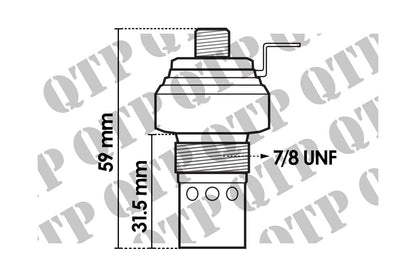 Tractor Heater Plug / Glow Plug With Screw On Connection 12 Volt Thread Size 7/8" UNF QTP 2666103R