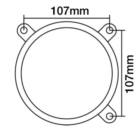 tractor headlamp with 12V plain lens and bulbs, fits Massey Ferguson dimensions diagram