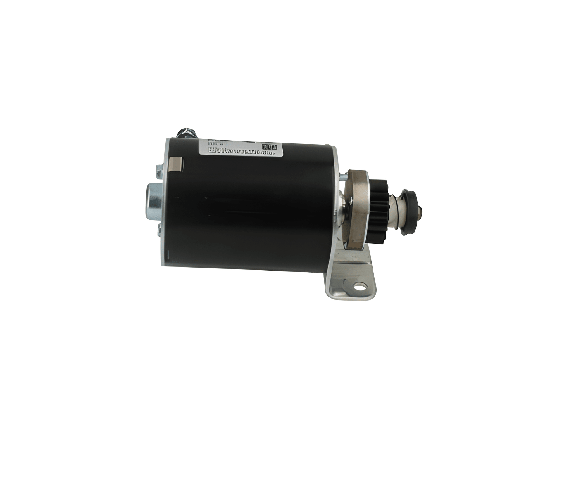 A new 12v starter motor for Briggs & Stratton John Deere, showing the motor housing, gears, and electrical connections. STR4004 / 110634
