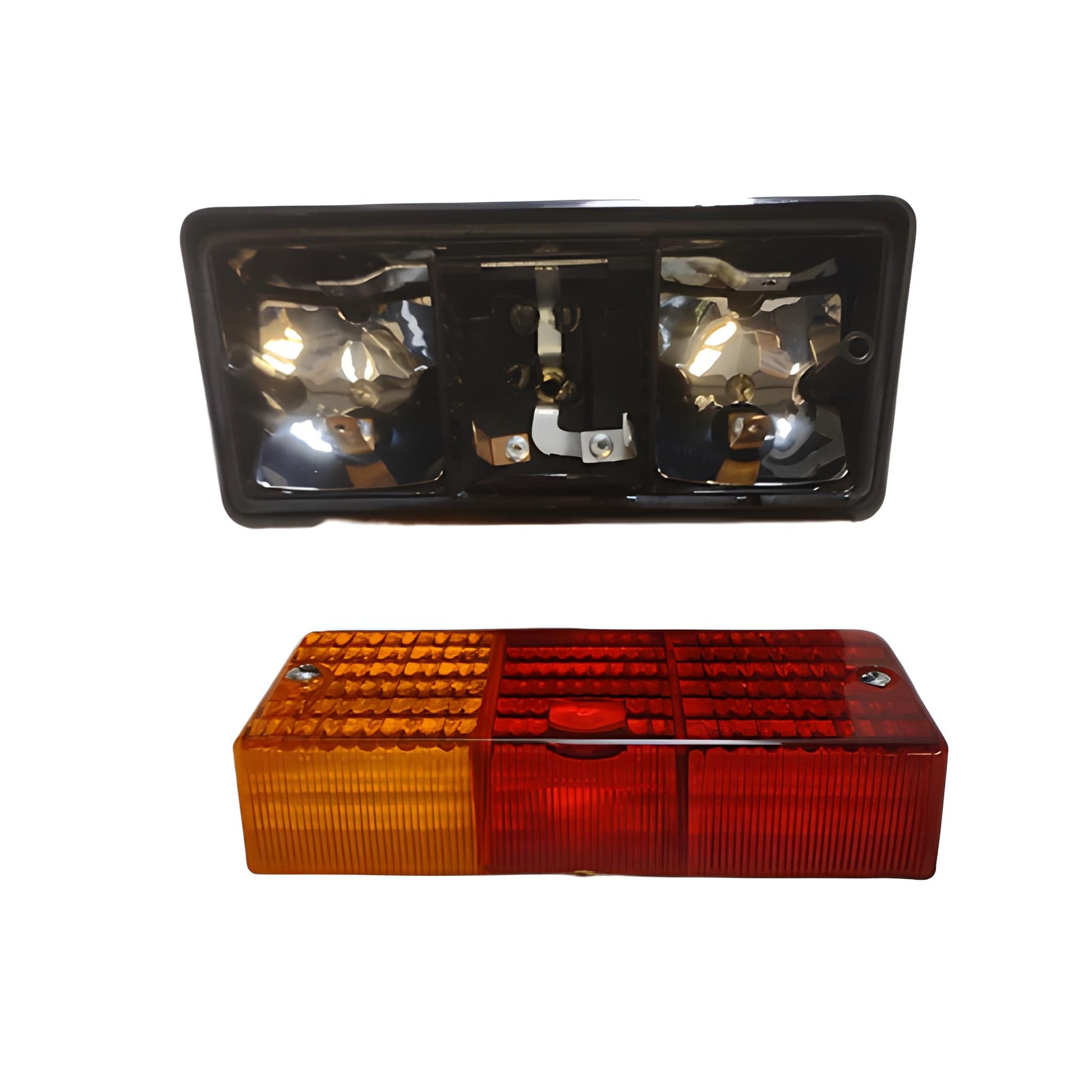 Car headlight and taillight on a white background