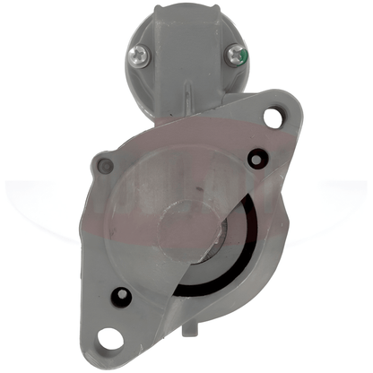 front view of a Car starter motor on a white background