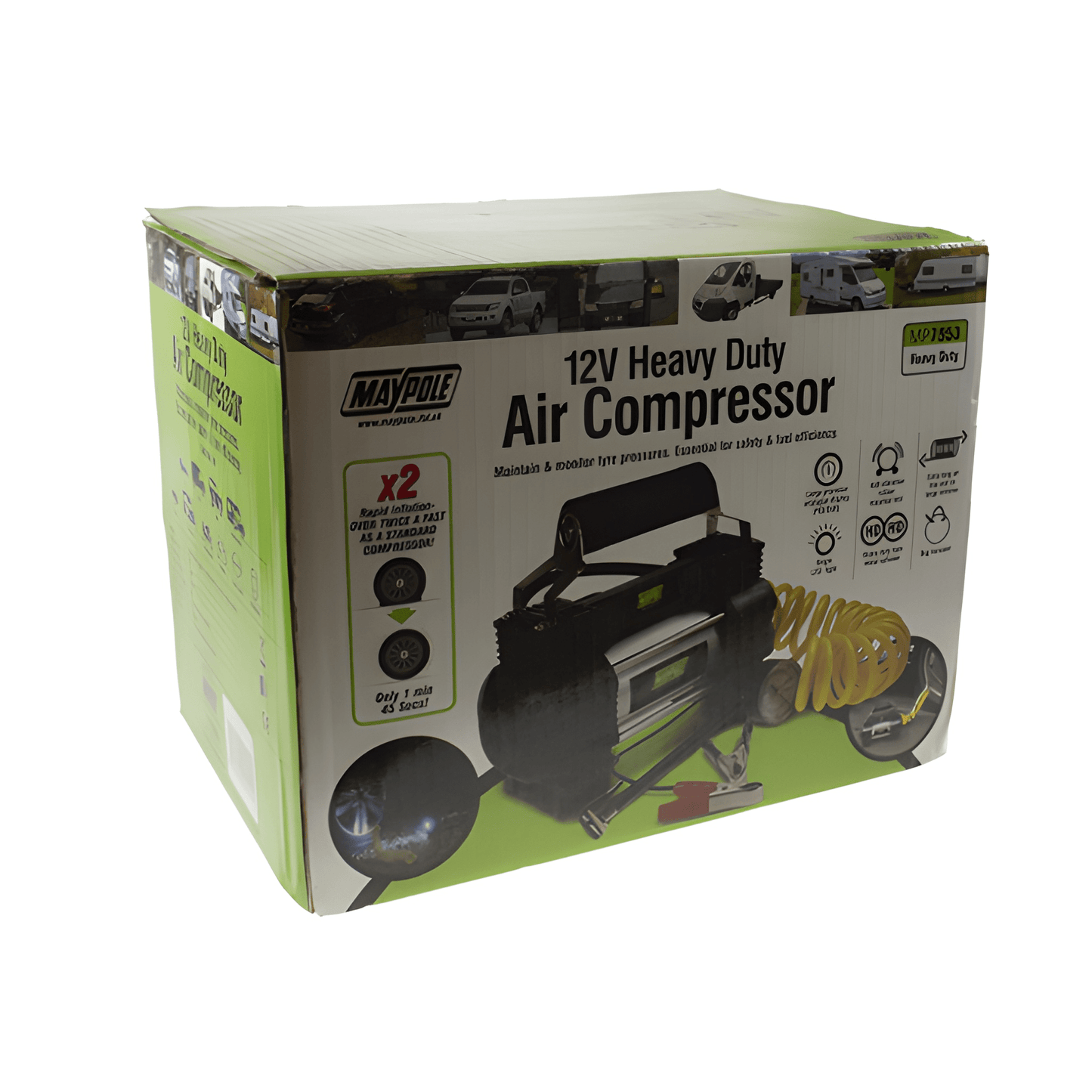 12V Mini Heavy Duty Air Compressor High Speed Inflation Genuine Maypole MP7953