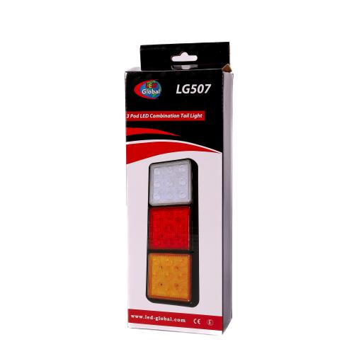 1 Pair 12v or 24v Led Rear Combination Lights, Stop, Tail, Indicator, Fog, Reverse  ECE Approved LED Global LG504 & LG507