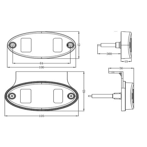 LED Oval Rear Marker Light with Removable Bracket (Red) LED GLOBAL LG187