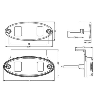 LED Oval Rear Marker Light with Removable Bracket (Red) LED GLOBAL LG187