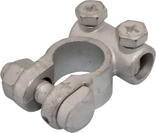 Positive Battery Terminal – 19mm diameter, Solderless, Tin-Plated Brass, 10mm Cable Hole Drilling, Wood Auto BTT1002N/205
