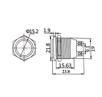 Push To Make Switch 19mm Metal Push Button 12V 24V Momentary 16A MURE K589