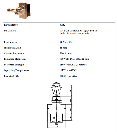 (on) off (on) Flash Off Flash MomentaryToggle Switch Flip Flick Dash Hd 12V 25A Mure K852