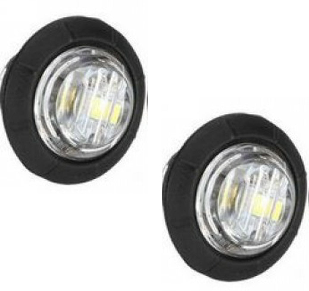 12/24V LED ROUND MARKER LIGHT CLEAR 2PC Button Marker Pre Wired ECE IP67 Approved LED GLOBAL LG122 Clear
