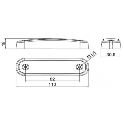 12/24V LED MARKER LIGHT Surface Mounted  IP67 ECE Approved LED GLOBAL LG141 Clear