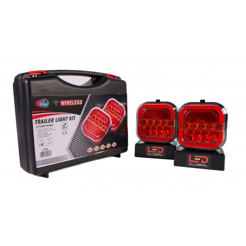 WIRELESS CABLE FREE 12v LED MAGNETIC TRAILER LIGHTS KIT, ECE, 5 Functions, 7 pin plug CHARGER INCLUDED LED Global LG505