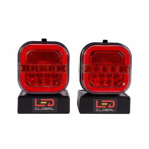 WIRELESS CABLE FREE 12v LED MAGNETIC TRAILER LIGHTS KIT, ECE, 5 Functions, 7 pin plug CHARGER INCLUDED LED Global LG505