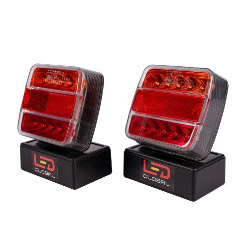 12v to 24v 4" Square Led Tail Light 2pk Stop, Tail, Indicator, Reflector IP68 ECE Approved LED Global LG529