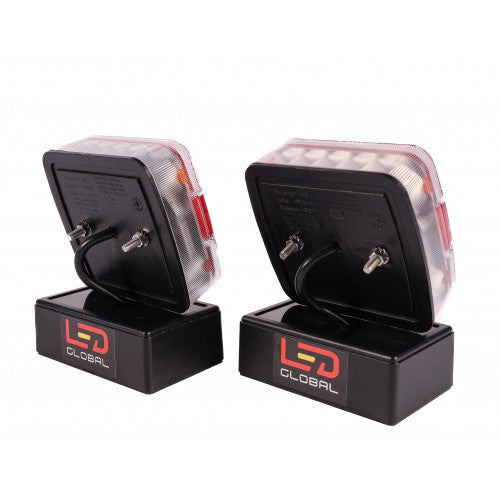 12v to 24v 4" Square Led Tail Light 2pk Stop, Tail, Indicator, Reflector IP68 ECE Approved LED Global LG529