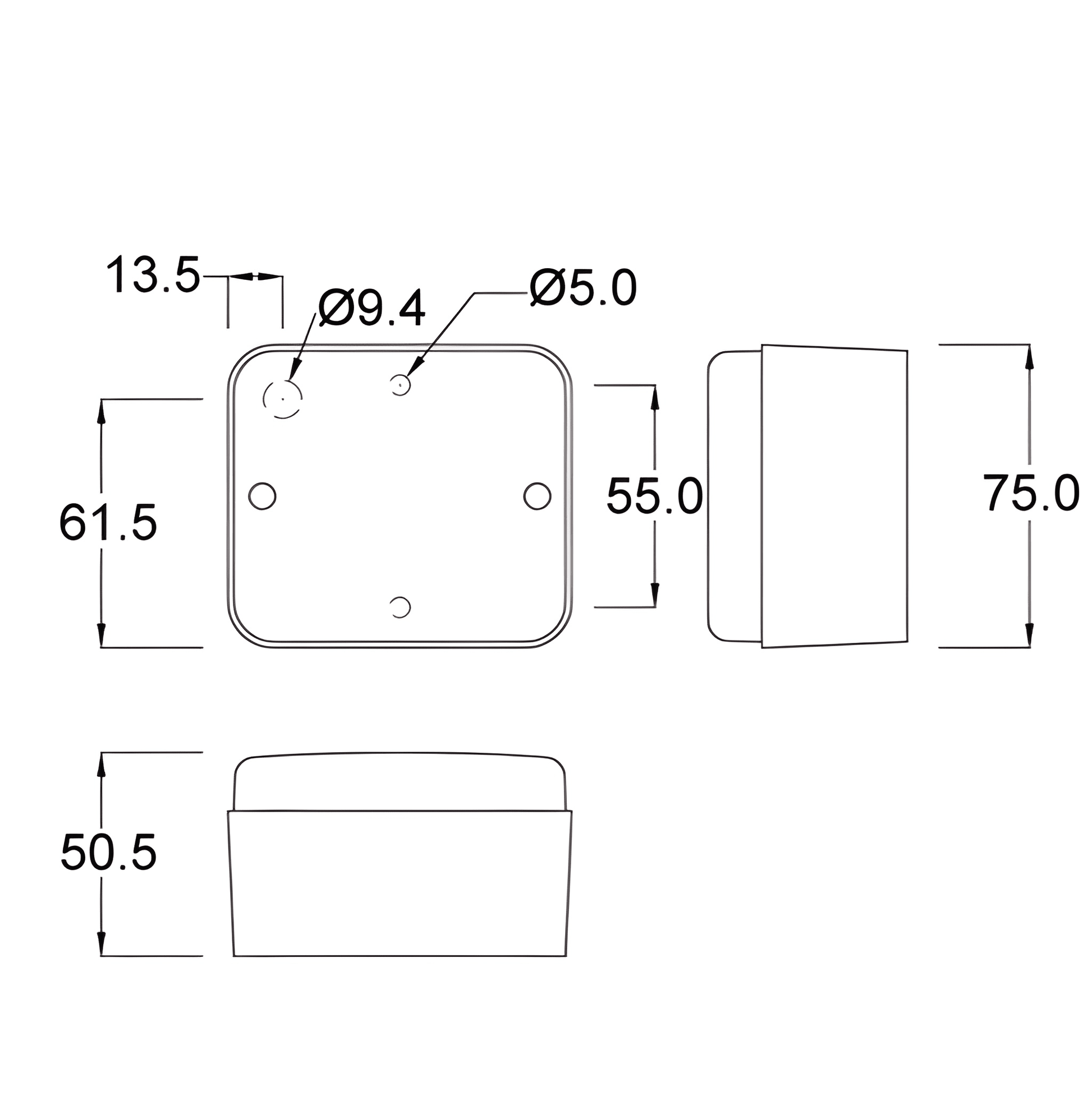 MP22B AJBA rear-fog bulb lamp dimensions drawing – showing key measurements and mounting points.