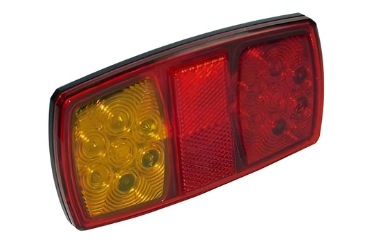 Maypole MP8685B 12V rectangular LED rear trailer lamp with stop, tail, indicator, fog, and reflective functions