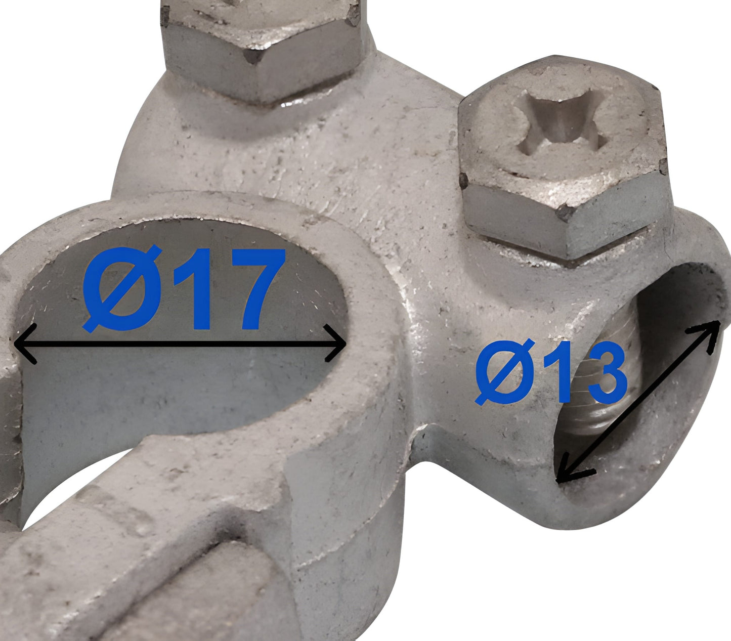 Negative Battery Terminal – 17mm diameter, Solderless, Tin-Plated Brass, 13mm Cable Hole Drilling, Wood Auto BTT1003N/208