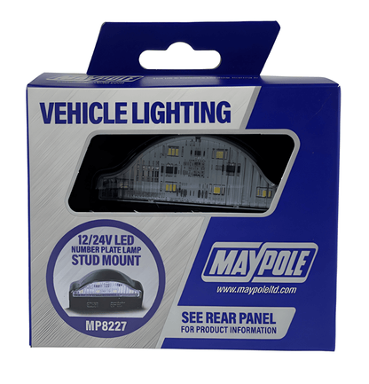 Number Plate Lamp Light White 6 Led Dual Voltage 12V 24 Maypole MP8227B