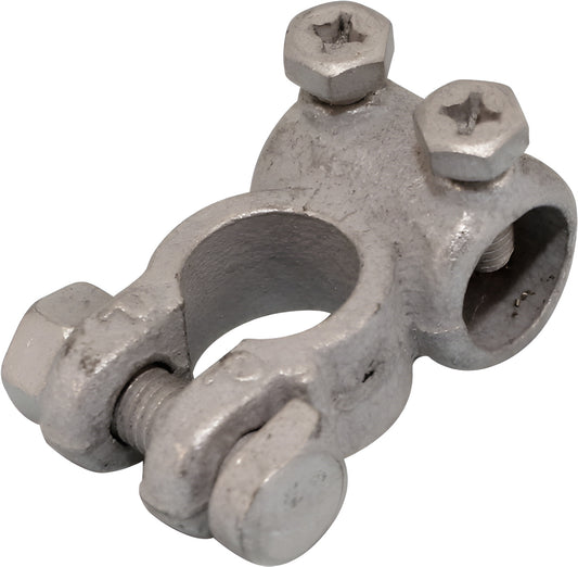 Positive Battery Terminal – 19mm diameter, Solderless, Tin-Plated Brass, 15mm Cable Hole Drilling, Wood Auto BTT1007P/209