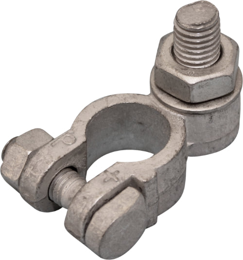 Positive Battery Terminal – 19mm diameter, Tin-Plated Brass, M10 x 22mm Bolt, Wood Auto BTT1005P/227