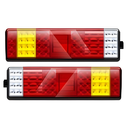 2 x RECTANGULAR 24v TRUCK TRAILER LED REAR LAMPS  WITH STOP TAIL INDICATOR FOG REVERSE LIGHTS LED GLOBAL LG553 & LG552