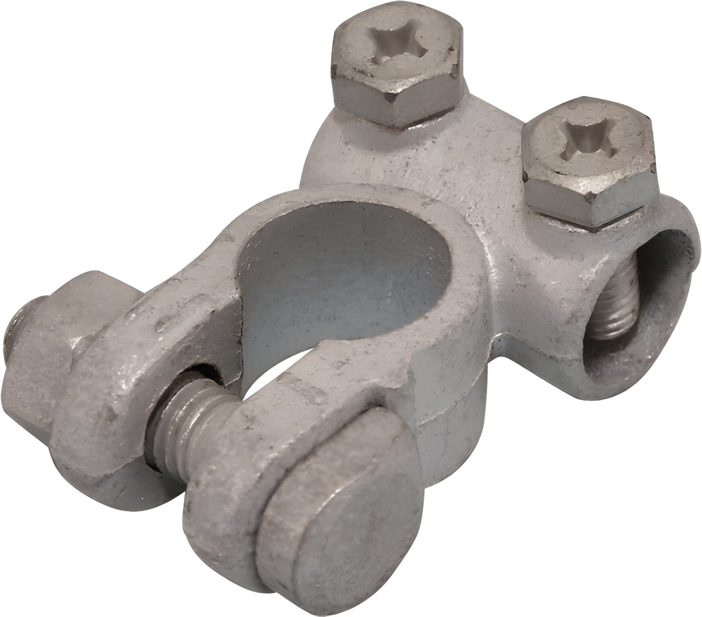 Negative Battery Terminal – 17mm diameter, Solderless, Tin-Plated Brass, 13mm Cable Hole Drilling, Wood Auto BTT1003N/208
