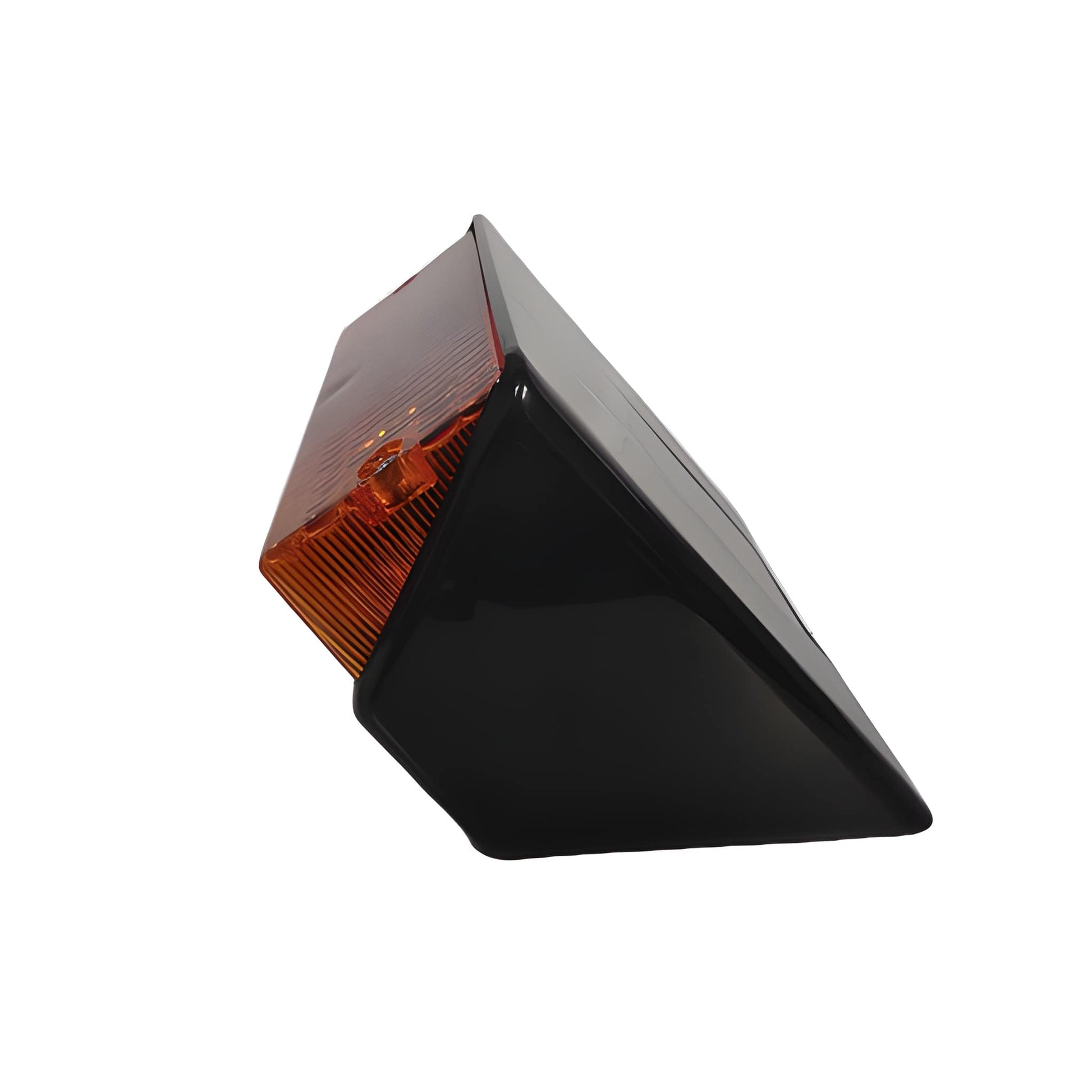 Black and orange rectangular light on a white background