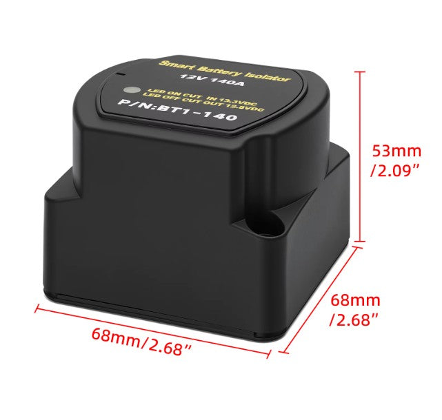12V 70A / 140A Voltage Sensitive Relay (VSR) Screw Fit Base Bracket, Smart Split Charge Dual Battery Charging MURE 02-049M