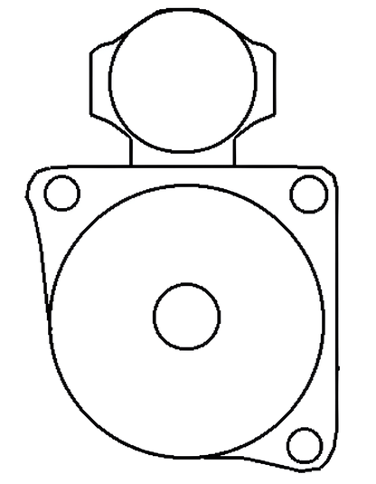 Rear outline diagram of the STR70280 starter motor showing bolt pattern and housing shape.