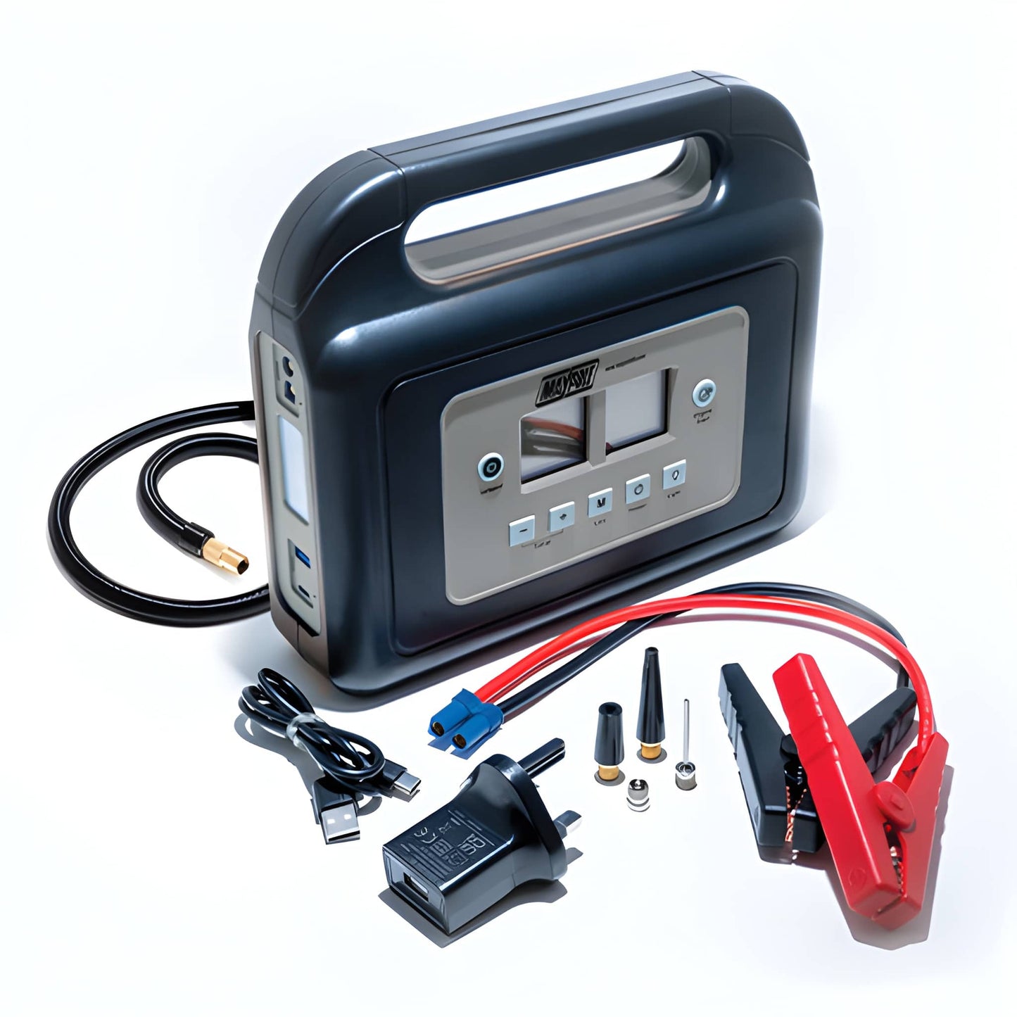 Lithium Ion Power Pack and Compressor With Work Light 800A USB Rechargable 10000 Mah Maypole MP7435