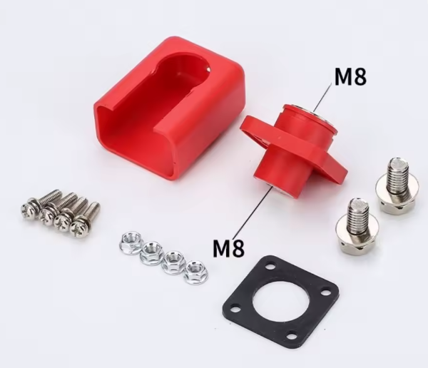 8mm Stud Thru Panel Red Positive  Battery Terminal Cable Connector Mure TPBTS200AR